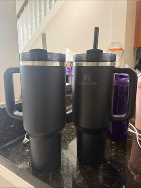 Stanley Matte Black Double Handle 40oz Travel Tumbler with Straw